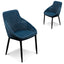 Dining Chair - Navy Blue Velvet with Black Legs (Set of 2)