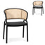 Fabric Dining Chair - Grey with Rattan Back(Set of 2)