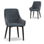 Fabric Dining Chair - Grey Velvet in Black Legs (Set of 2)