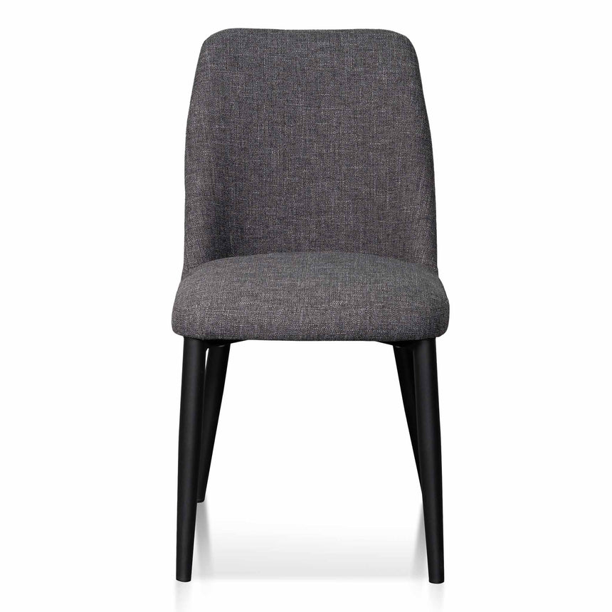 Fabric Dining Chair - Dark Grey with Black Legs (Set of 2)