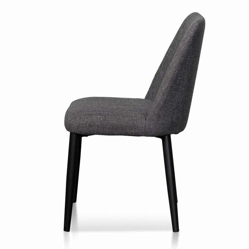 Fabric Dining Chair - Dark Grey with Black Legs (Set of 2)