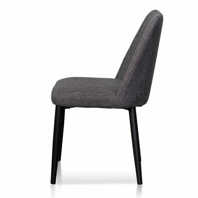 Fabric Dining Chair - Dark Grey with Black Legs (Set of 2)