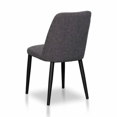 Fabric Dining Chair - Dark Grey with Black Legs (Set of 2)