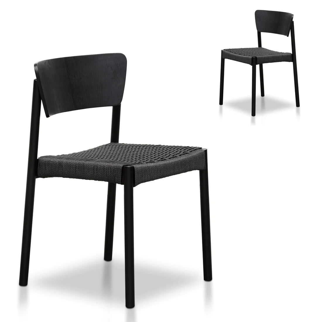 Rope Seat Dining Chair - Black(Set of 2)