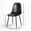 Artiss 2x Dining Chairs Retro PU Leather Kitchen Lounge Cafe Accent Chair Black