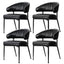 Dining Chairs Set of 4 Leather Hollow Armchair Black