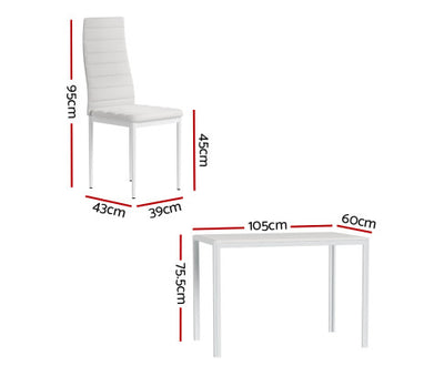 Artiss Dining Chairs and Table Dining Set 4 Chair Set Of 5 White