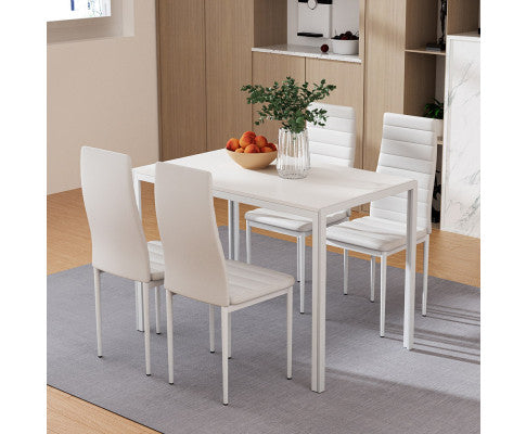 Artiss Dining Chairs and Table Dining Set 4 Chair Set Of 5 White