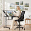 Drawing Table with Ergonomic Office Chair, Drafting Tables with Tempered Glass Desktop, Removable Drawers, Drafting Stool with Height Adjustable for Artwork Painting Studio