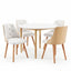 Dining Table and Chairs Set 5PCS Round 4 PU Leather Seater Dining Set White