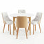 Dining Table and Chairs Set 5PCS Round 4 PU Leather Seater Dining Set White