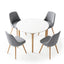 Round Dining Table and Chairs Set 5pcs Compact Kitchen Furniture White Natural Wood & Grey