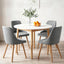 Round Dining Table and Chairs Set 5pcs Compact Kitchen Furniture White Natural Wood & Grey