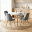 Round Dining Table and Chairs Set 5pcs Compact Kitchen Furniture White Natural Wood & Grey