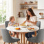 Round Dining Table and Chairs Set 5pcs Compact Kitchen Furniture White Natural Wood & Grey