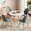 Round Dining Table and Chairs Set 5pcs Compact Kitchen Furniture White Natural Wood & Grey