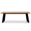 2.2m Straight Top Dining table - Rustic Oak Veneer - Metal Legs