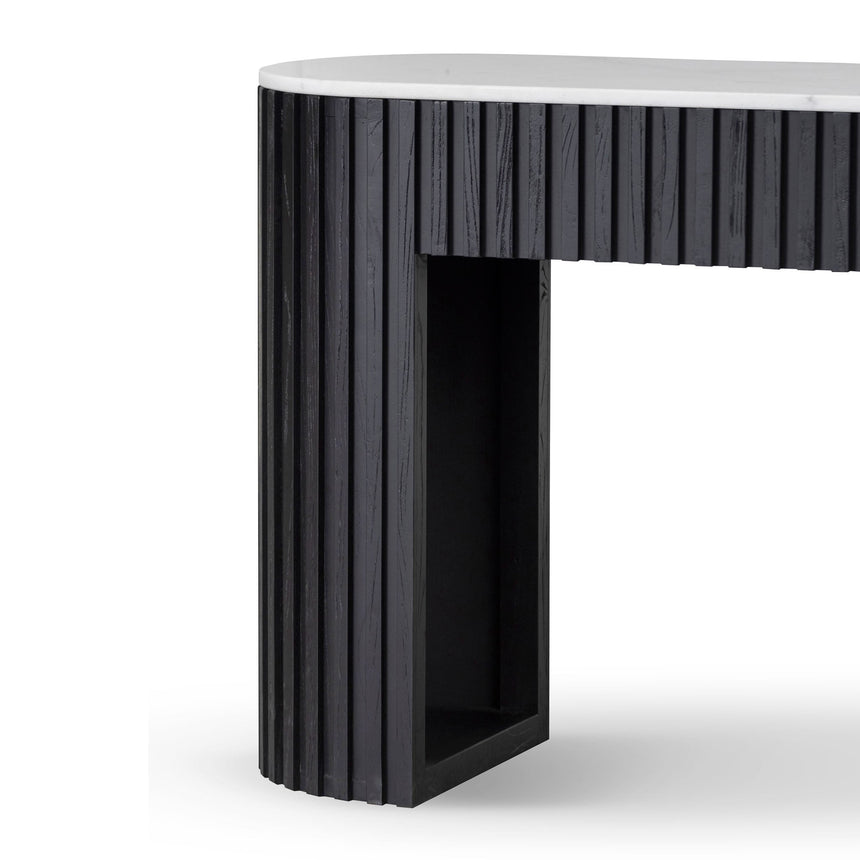 1.5m White Marble Console Table - Black