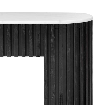 1.5m White Marble Console Table - Black