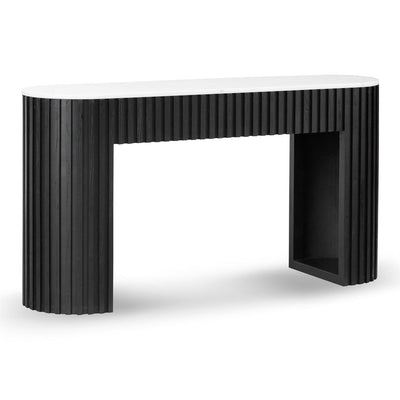 1.5m White Marble Console Table - Black