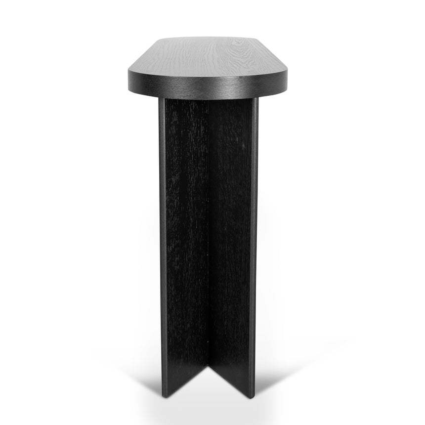 1.3m Pill Shape Console Table - Textured Espresso Black