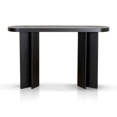 1.3m Pill Shape Console Table - Textured Espresso Black