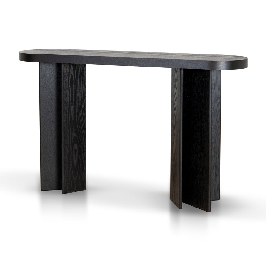 1.3m Pill Shape Console Table - Textured Espresso Black