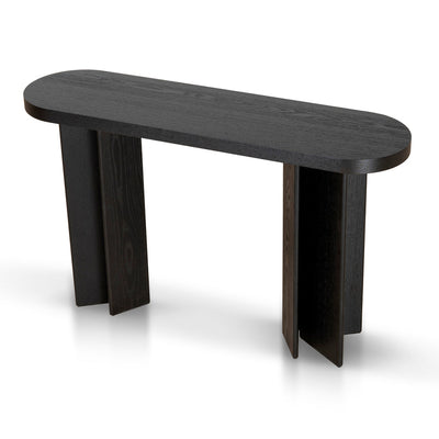 1.3m Pill Shape Console Table - Textured Espresso Black