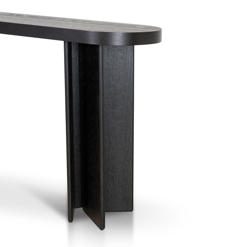 1.3m Pill Shape Console Table - Textured Espresso Black