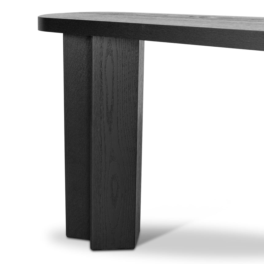 1.3m Pill Shape Console Table - Textured Espresso Black