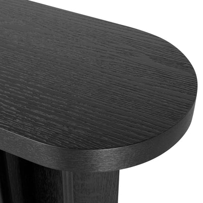 1.3m Pill Shape Console Table - Textured Espresso Black