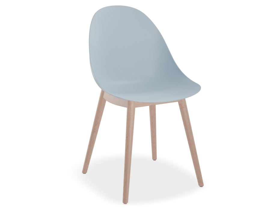 Pebble Chair Pale Blue with Shell Seat - Swivel Base - Black