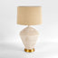 Caufield White Sandstone Table Lamp & Linen Shade