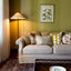 Huntley Leather & Brass Floor Lamp & Linen Shade