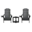 Gardeon Outdoor Table and Chairs HDPE Folding Adirondack Beach Chair Patio Furniture Black