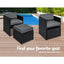 Gardeon Outdoor Dining Set 13 Piece Wicker Table Chairs Setting Black