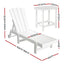 Gardeon Sun Lounge Lounger Table and Chairs Beach Chair Adirondack HDPE Patio Outdoor Furniture Wheels White