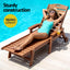 Gardeon Sun Lounge Lounger Table and Chairs Beach Chair HDPE Patio Outdoor Furniture Wheels Brown
