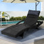 Gardeon Sun Lounge Wicker Lounger Outdoor Furniture Beach Chair Armrest Adjustable Black