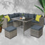 Gardeon Outdoor Dining Set Aluminum Table Chairs Wicker Setting Grey