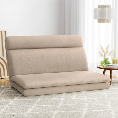 Artiss Floor Lounge Sofa Bed 2 Seater Linen Beige