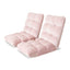 2PCS Floor Lounge Sofa Bed Flannel Fabric Pink