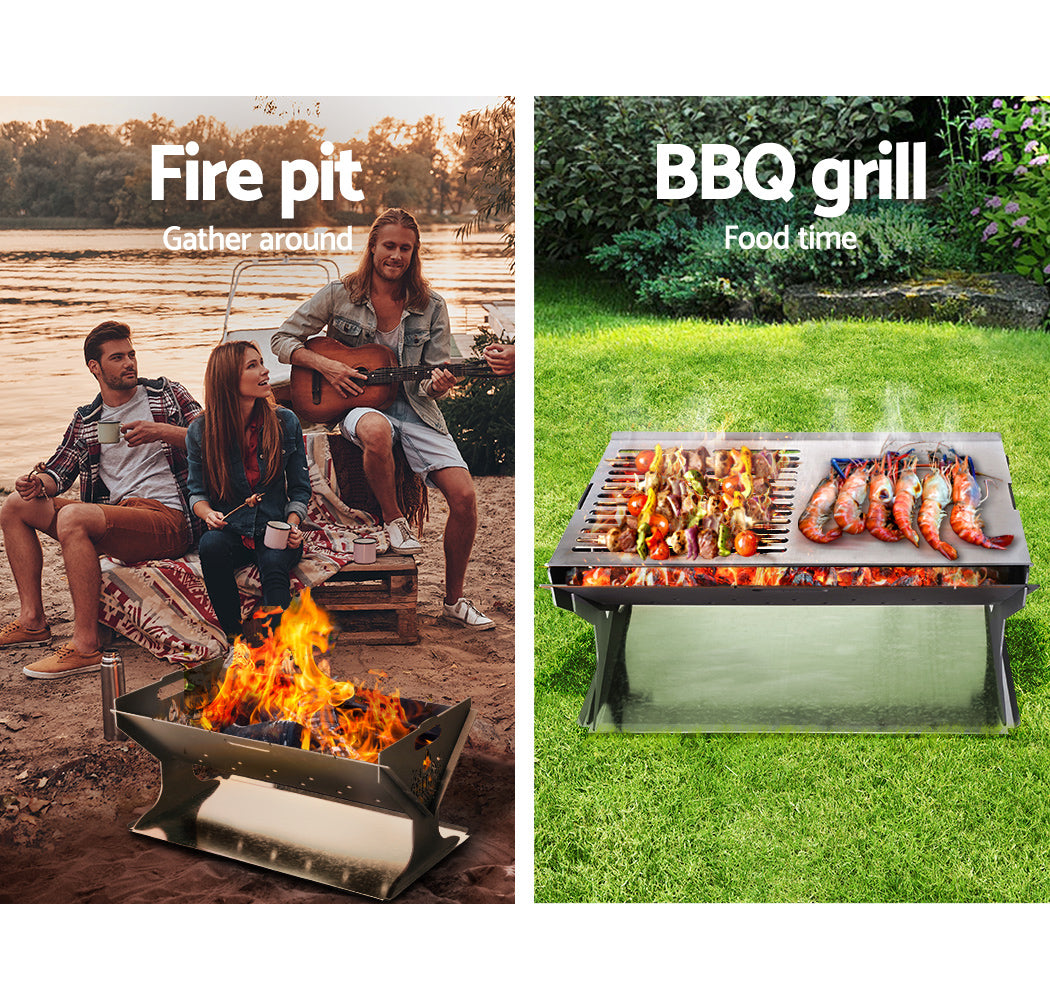 Grillz Fire Pit BBQ Grill Steel