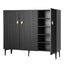 Artiss Shoe Cabinet Fluted Style 25 Pairs Shoe Storage Cupboard Black