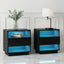 2x Bedside Table LED with 2 Shelves - HANA Black