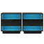 2x Bedside Table LED with 2 Shelves - HANA Black