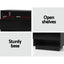 2x Bedside Table LED with 2 Shelves - HANA Black