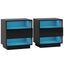 2x Bedside Table LED with 2 Shelves - HANA Black
