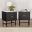 2x Bedside Table 2 Drawers - Black