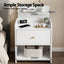 Bedside Table Drawer Charging Station White